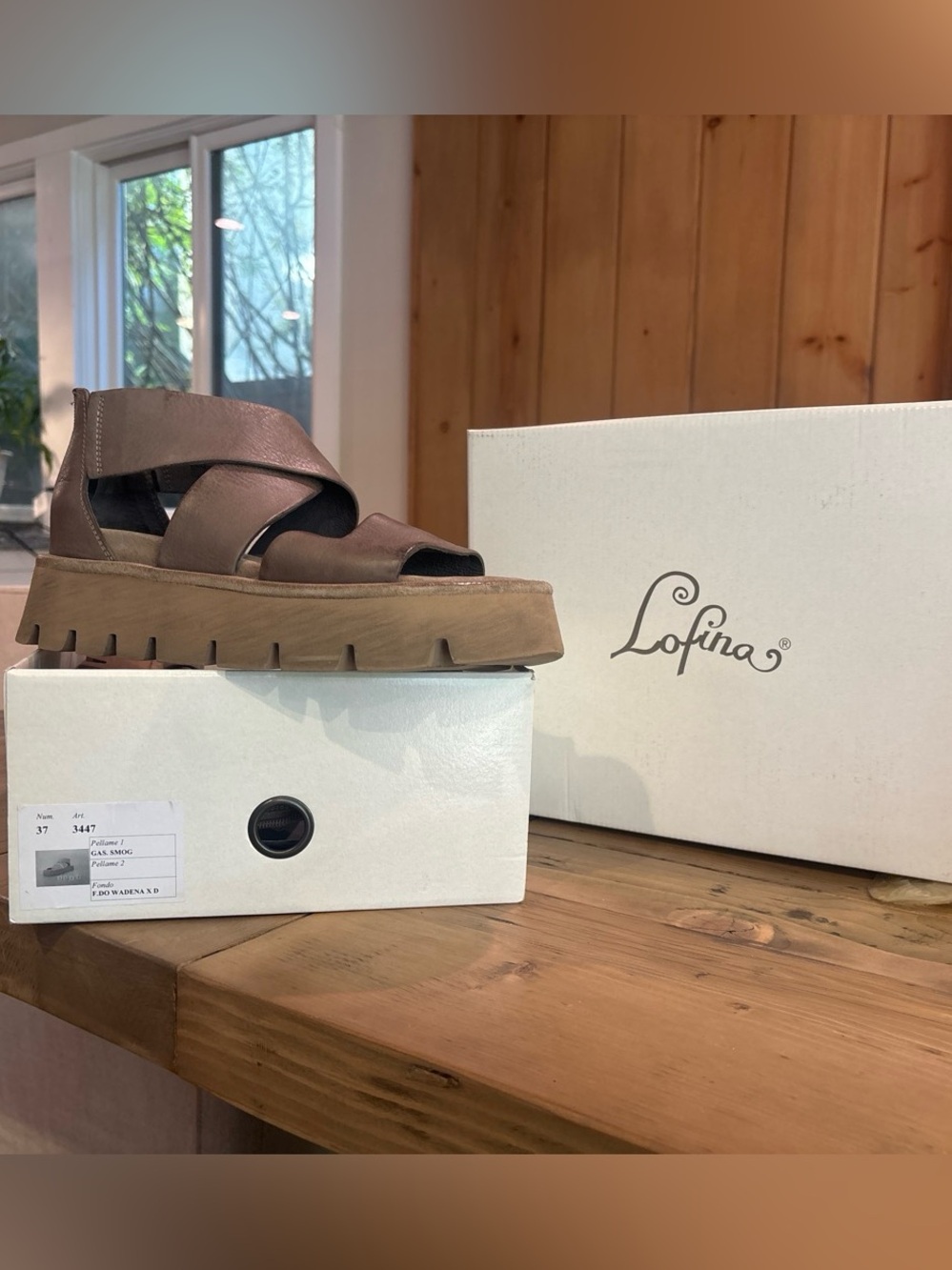 Logins Grey, Brown Leather Platform Sandal - Women's